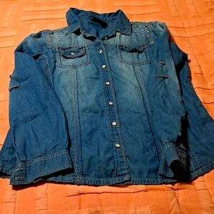 Women's denim bedazzled button down I jeans by buffalo medium